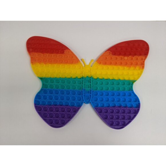 Rainbow Butterfly Pop Fidget Toy Silicone 18" Large Size For Kids And Adult - Picture 4 of 6